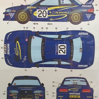 Studio 27 Decal Set Subaru Impreza WRC 2001 Rally Australia Possum Bourne