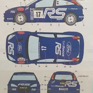 Studio 27 Decal Set Ford Focus WRC 2001 Rally Great Britain Mark Higgins Also has decals for 2001 Francois Delecour Rally New Zealand