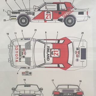 Studio 27 Decal Set Toyota Celica GrpB 1985 Rally Safari Winner Juha Kankkunen