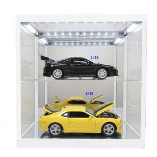 1/18 Double Led Show case with LED Lights, White Frame