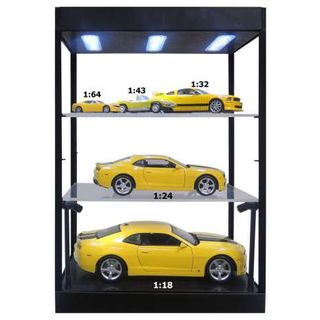 1/18 Triple Tier LED Show case with LED Lights, Black Frame