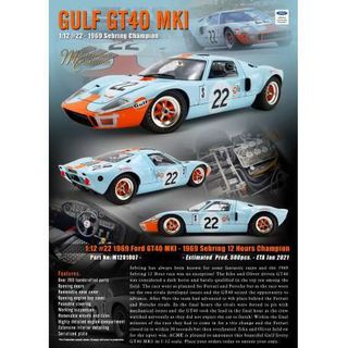 Ford GT40 MKI 1969 12Hour Sebring Winner Jacky Ickx & Jackie Oliver 1/12 Acme Diecast