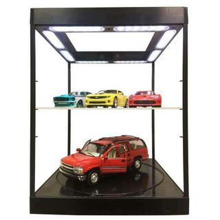 1/18 Display case with LED Lights & Revolving Turntable, Black Frame