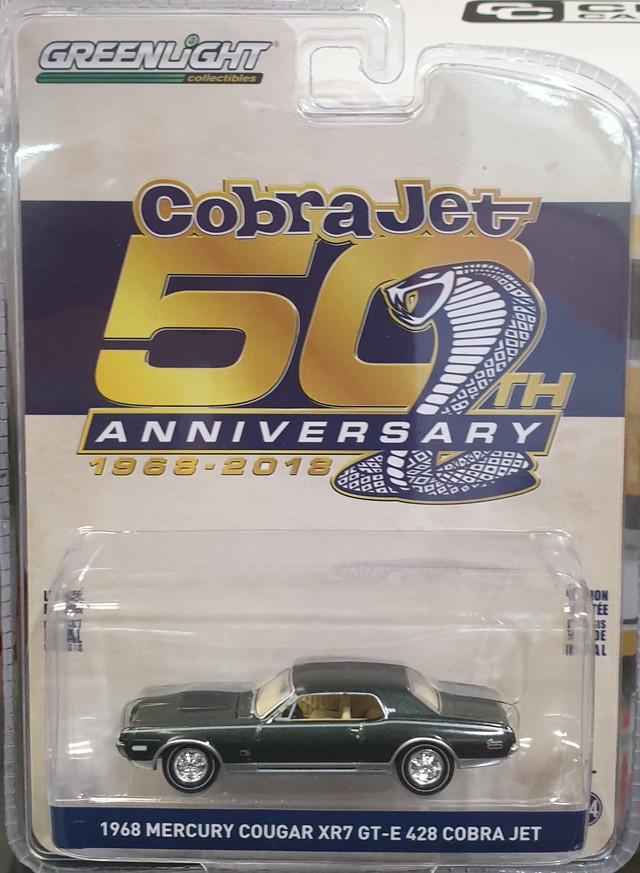 1968 Mercury Cougar XR7 GT-E 428 Cobra Jet 1/64 Greenlight Anniversary Series
