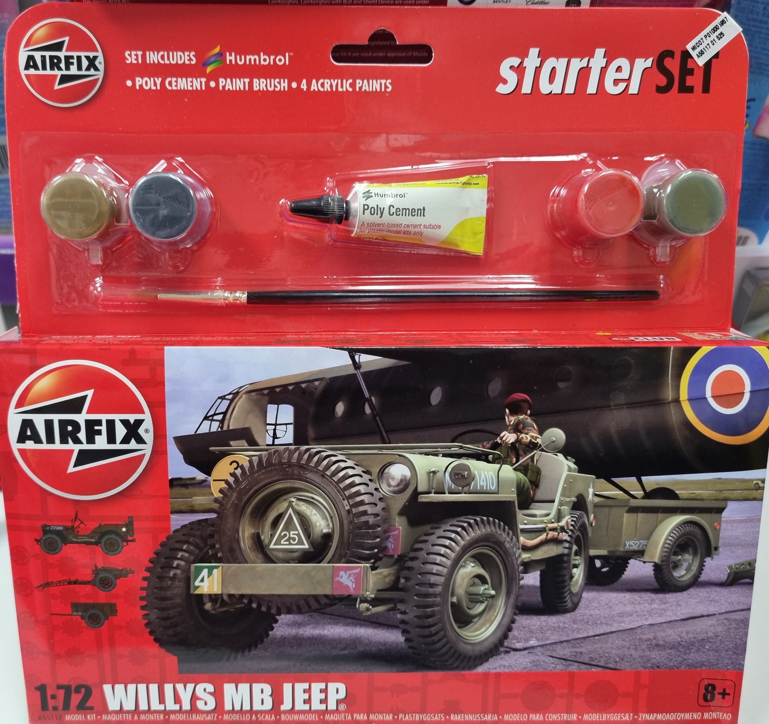 Willys MB Jeep Kitset 1/72 Airfix Starter Set