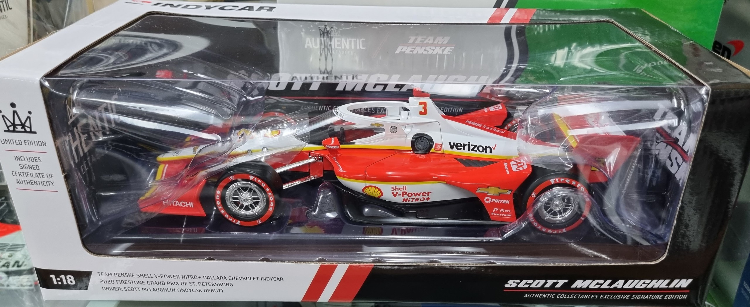 1/18 Scott McLaughlin 2020 IndyCar Penske Shell Racing Authentic Collectables