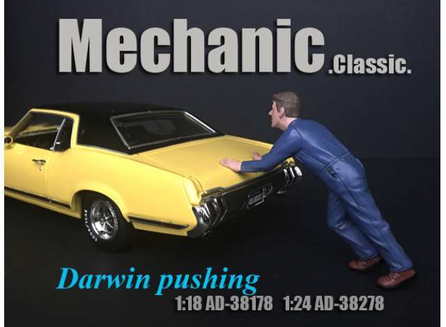 American Diorama 1/18 Mechanic Darwin Pushing Car
