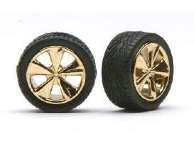 Rims & Tyres Tiburon-s Rims with tires gold x4 Kitset Pegasus 1/24