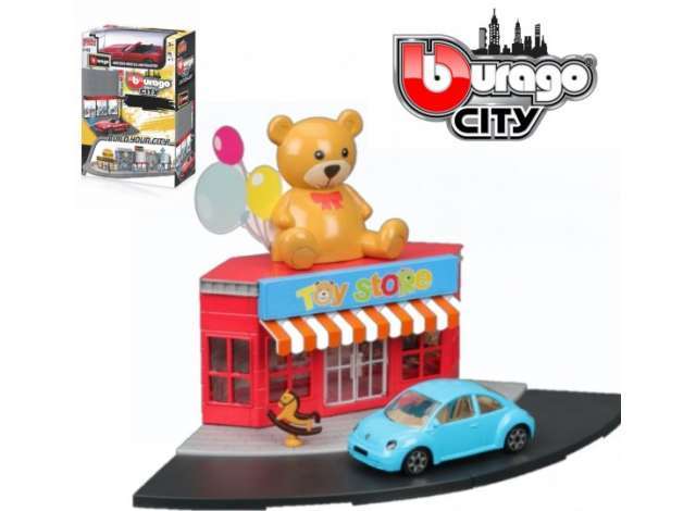 Burago City Toy Store with VW Beetle Build Your City