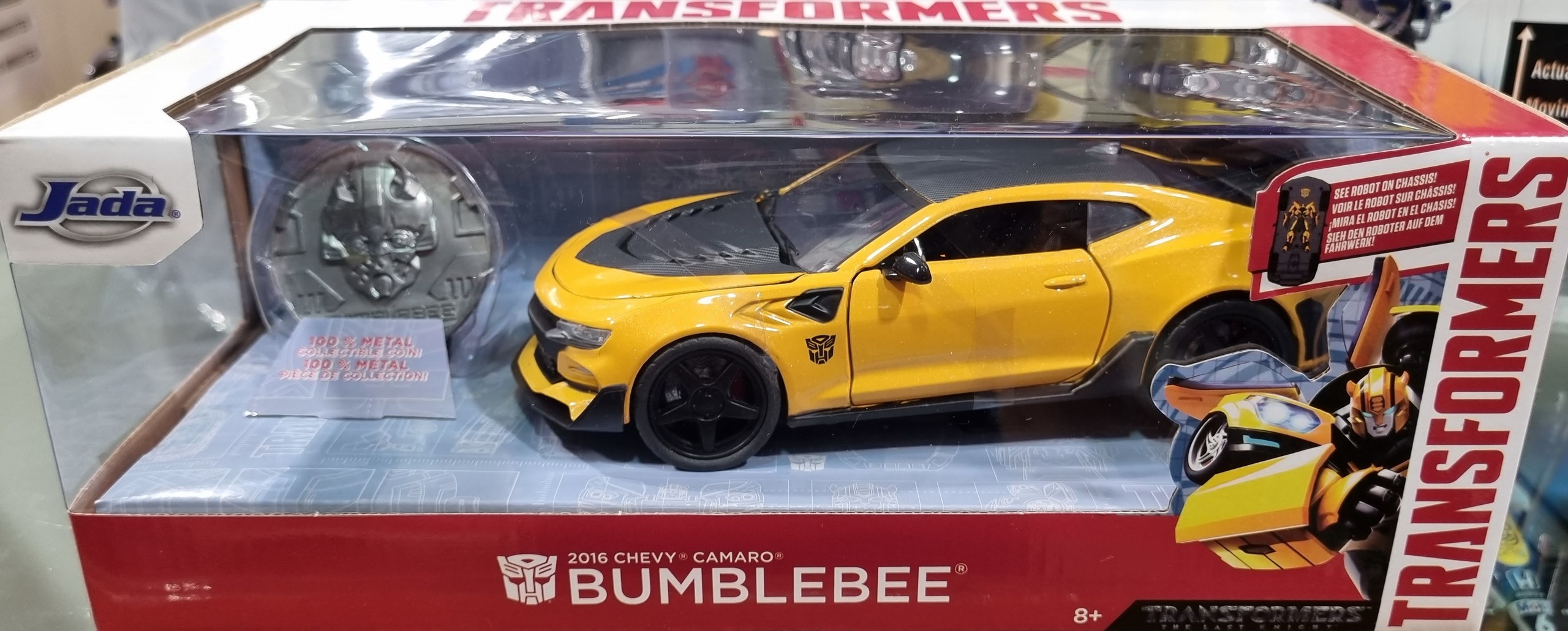 Transformers 2016 Chevy Camaro Transformers Bumblebee & Collectible Coin 1/24 Jada