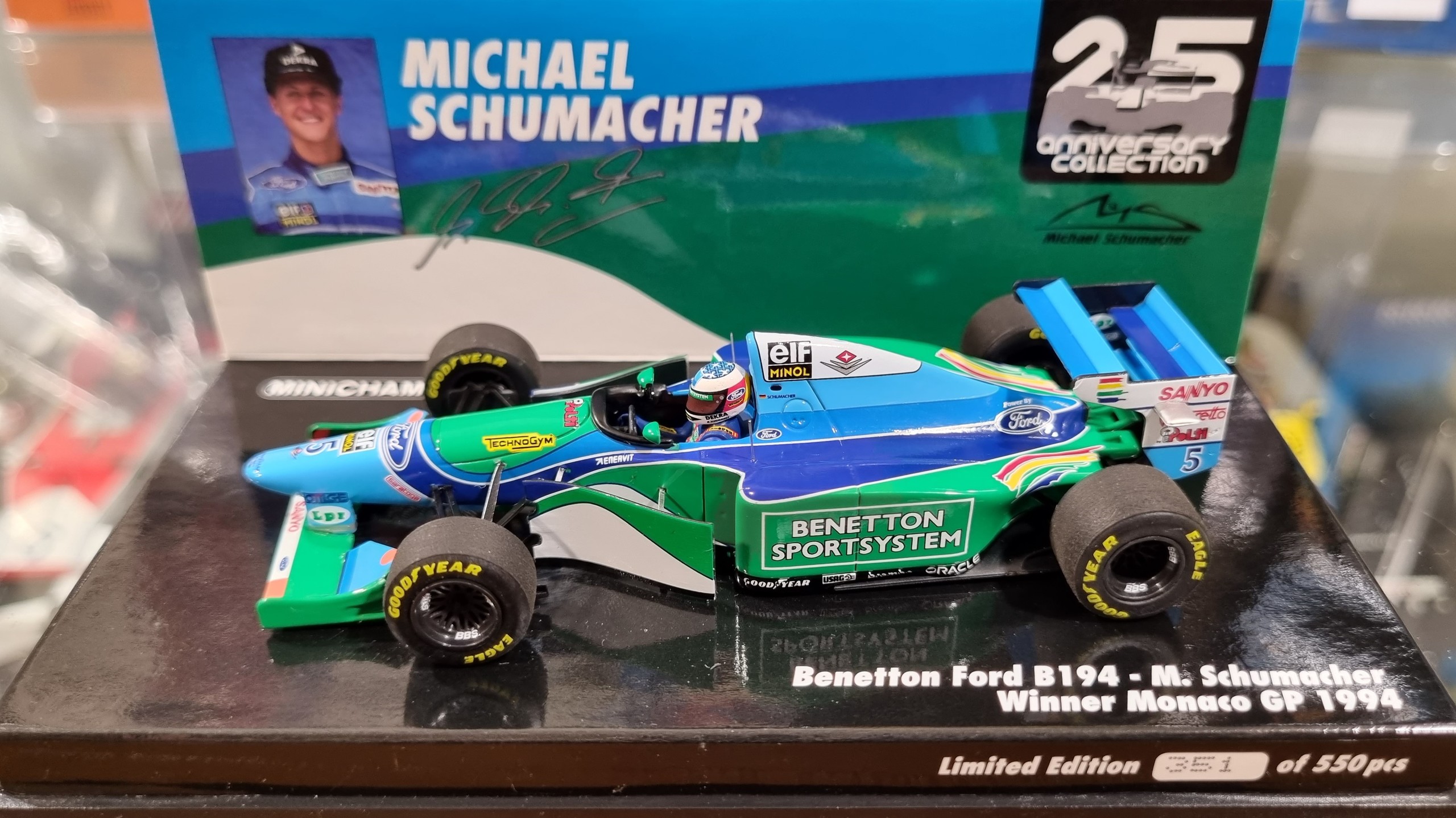 Benetton Ford B194 1994 Monaco F1 GP Winner Michael Schumacher 1/43 Minichamps