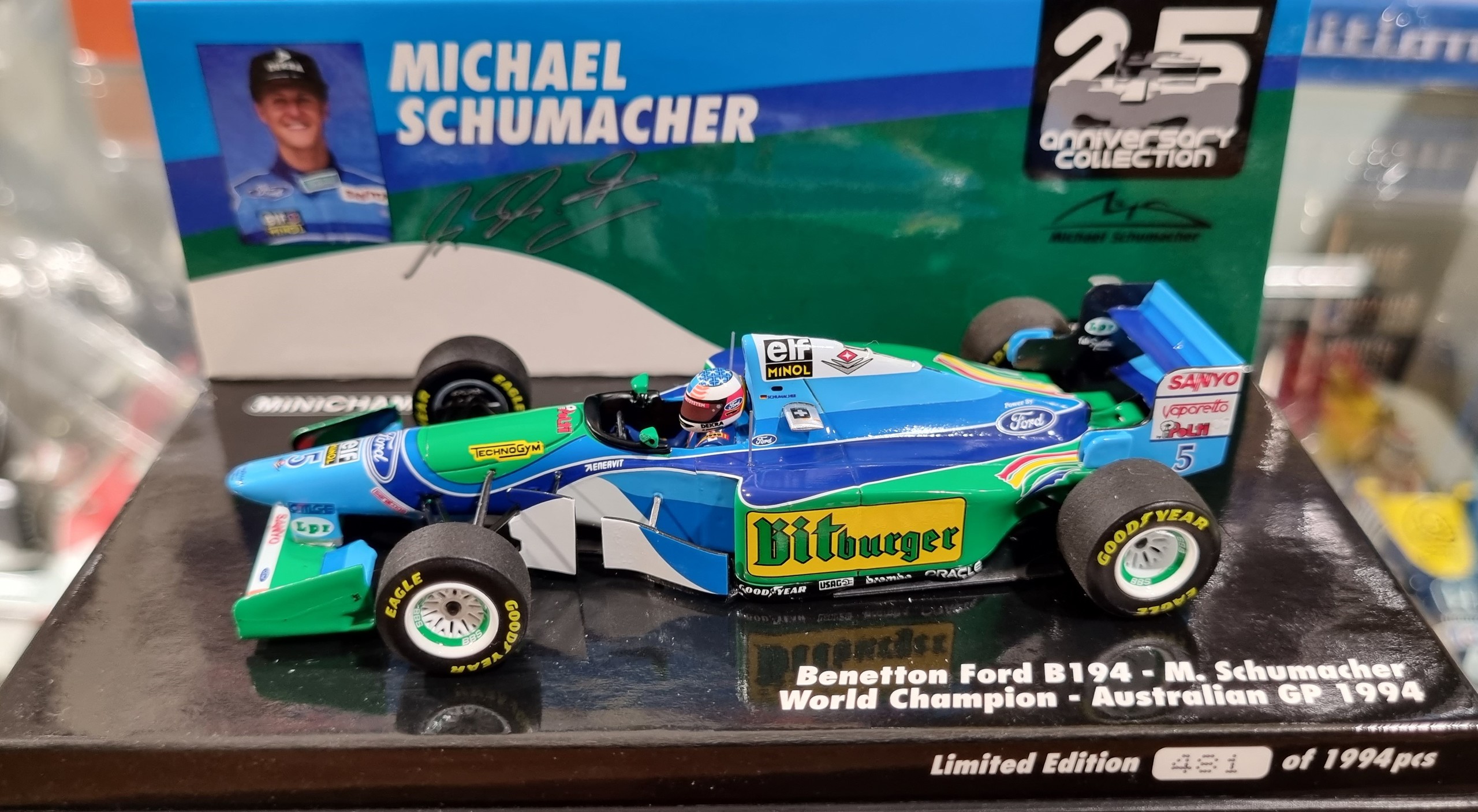 Benetton Ford B194 1994 Australian F1 GP Winner Champion Michael Schumacher 1/43 Minichamps