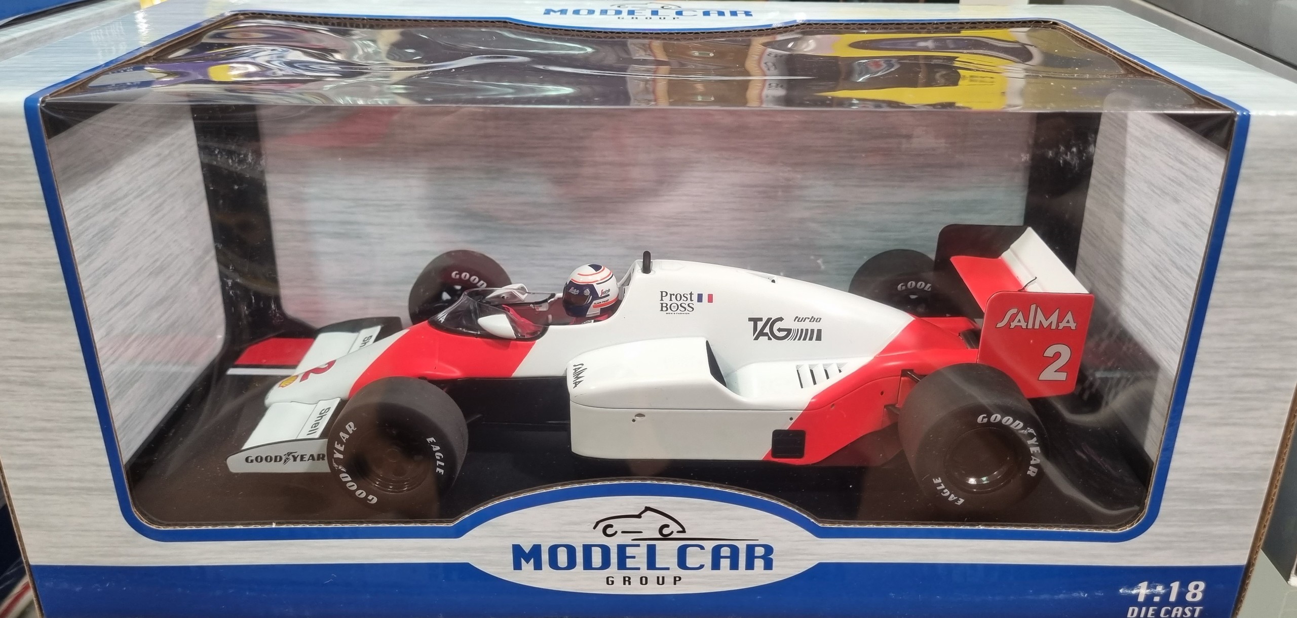 McLaren MP4/2B 1985 Monaco F1 GP Winner Alain Prost 1/18 Model Car