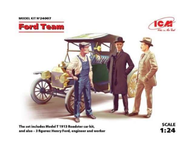 1913 Model T Roadster + 3 Figures Henry Ford & Co Kitset 1/24 ICM