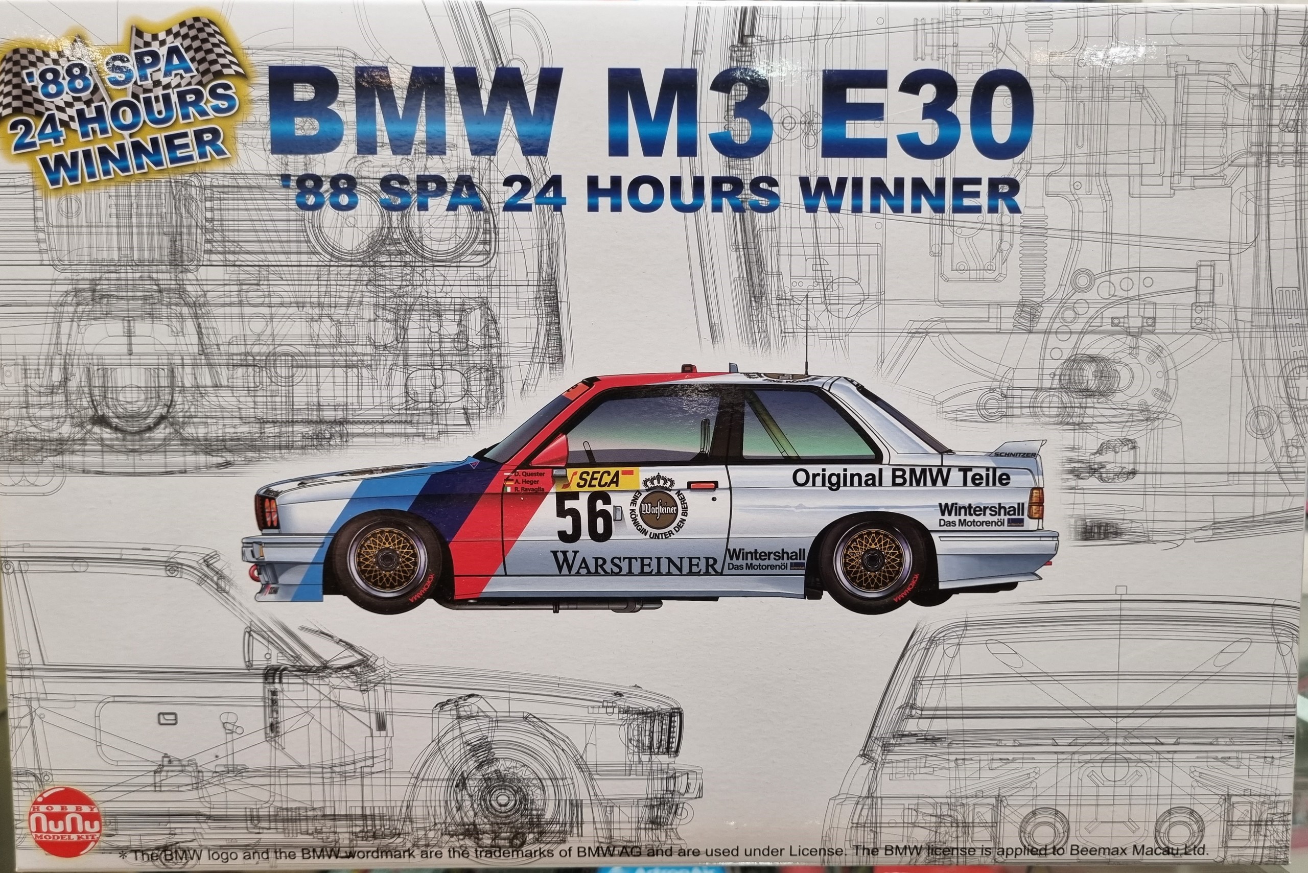 BMW M3 E30 1988 Spa 24 Hour Winner  Kitset 1/24 NuNu Hobby