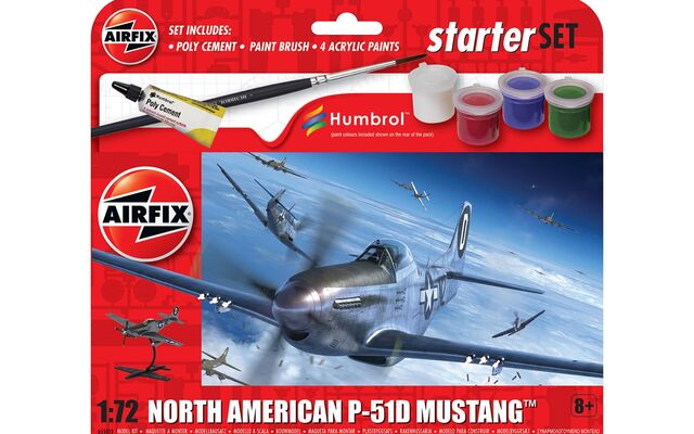 North American P-51D Mustang Kitset Starter Set - Airfix 1/72