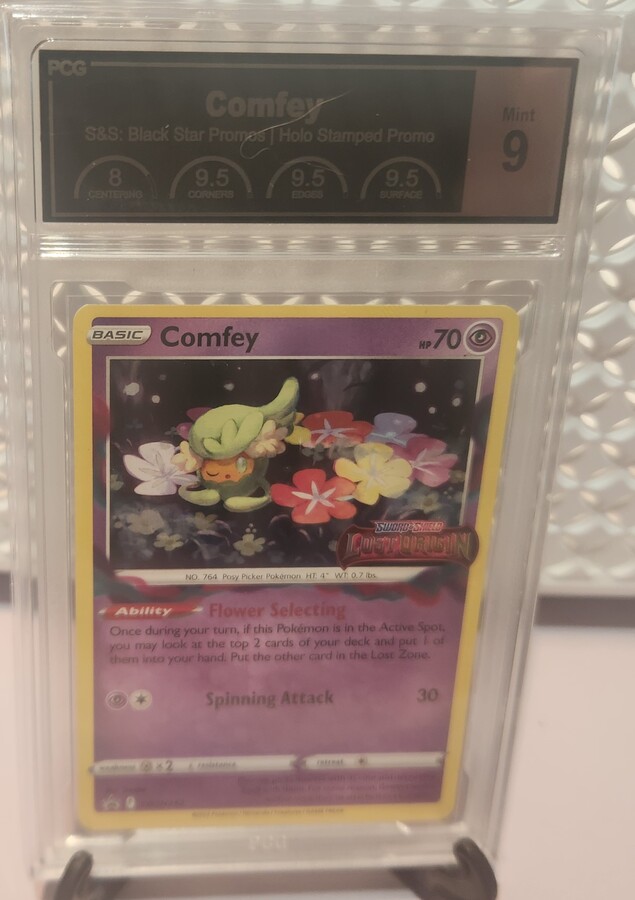 Pokemon TCG: Comfey SWSH242 Black Star Promo Card PCG Mint 9 Graded