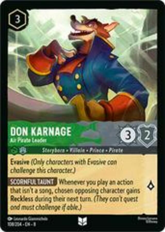 Disney Lorcana: Reign Of Jafar UNCOMMON Don Karnage - Air Pirate Leader #108/204