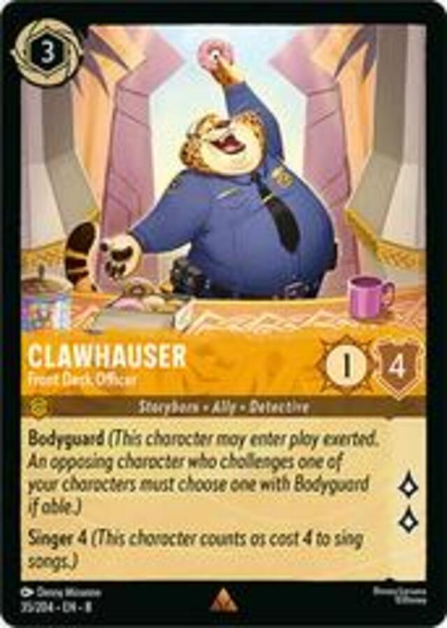 Disney Lorcana: Reign Of Jafar RARE Clawhauser - Front Desk Officer #35/204