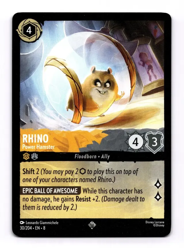 Disney Lorcana: Reign Of Jafar SUPER RARE Rhino - Power Hamster #30/204