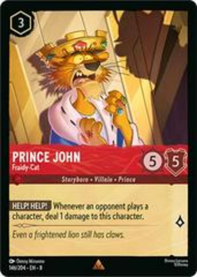 Disney Lorcana: Reign Of Jafar RARE Prince John - Fraidy Cat #146/204