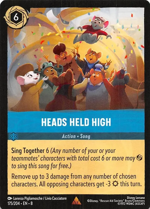 Disney Lorcana: Reign Of Jafar RARE Heads Held High #175/204