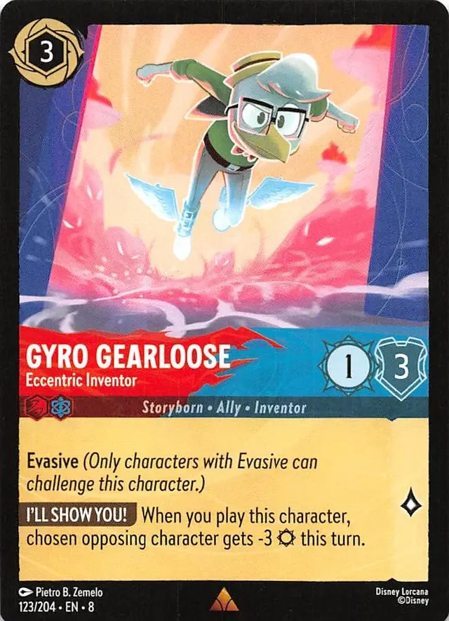 Disney Lorcana: Reign Of Jafar RARE Gyro Gearloose - Eccentric Inventor #123/204