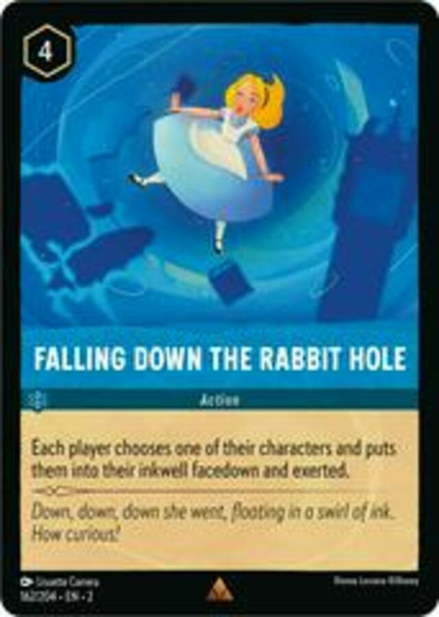 Disney Lorcana: Rise Of The Floodborn RARE FOIL Falling Down The Rabbit Hole #162/204