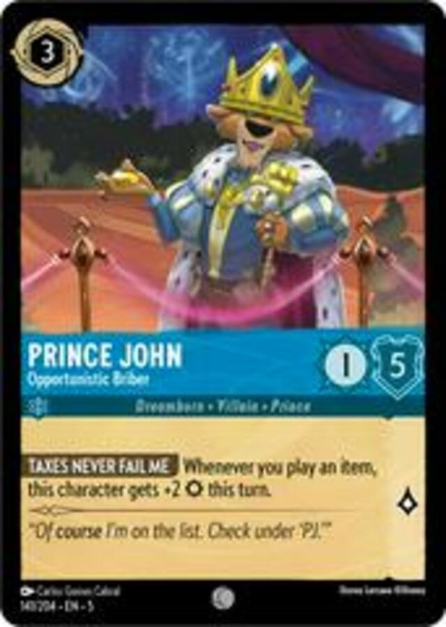 Disney Lorcana: Shimmering Skies COMMON Prince John - Opportunistic Briber #141/204