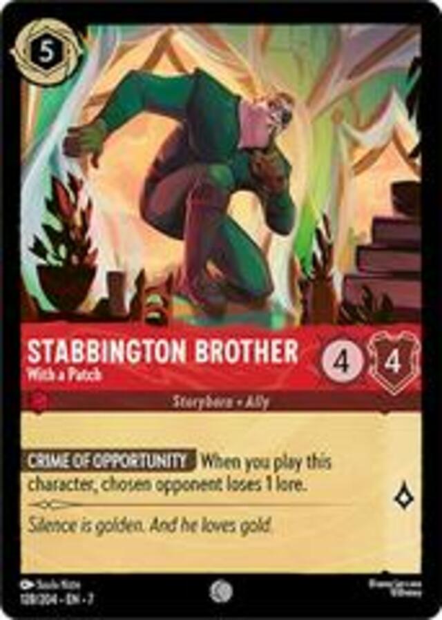 Disney Lorcana: Archazia's Island COMMON Stabbington Brother - With A Patch #128/204
