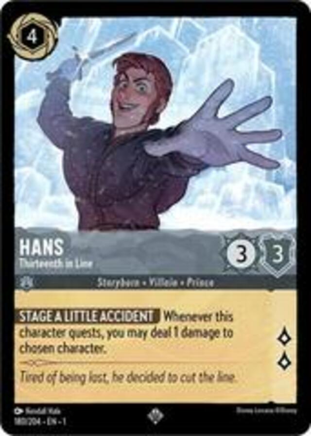 Disney Lorcana: The First Chapter SUPER RARE FOIL Hans - Thirteenth In Line #180/204