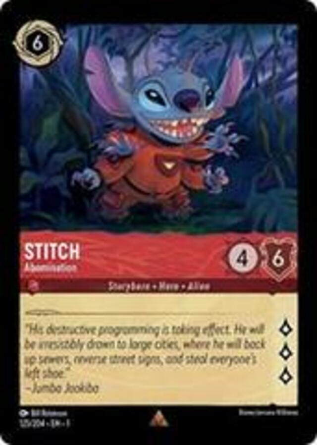 Disney Lorcana: The First Chapter RARE FOIL Stitch - Abomination #125/204