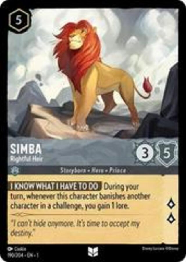 Disney Lorcana: The First Chapter UNCOMMON FOIL Simba - Rightful Heir #190/204