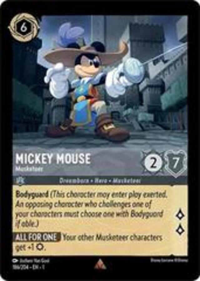 Disney Lorcana: The First Chapter RARE FOIL Mickey Mouse - Musketeer #186/204