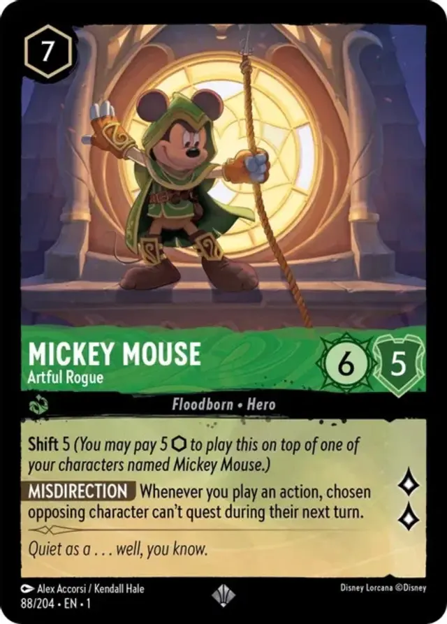 Disney Lorcana: The First Chapter SUPER RARE Mickey Mouse - Artful Rogue #88/204
