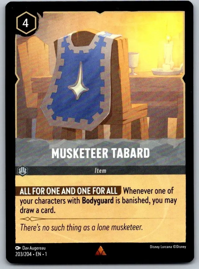 Disney Lorcana: The First Chapter RARE Musketeer Tabard #203/204