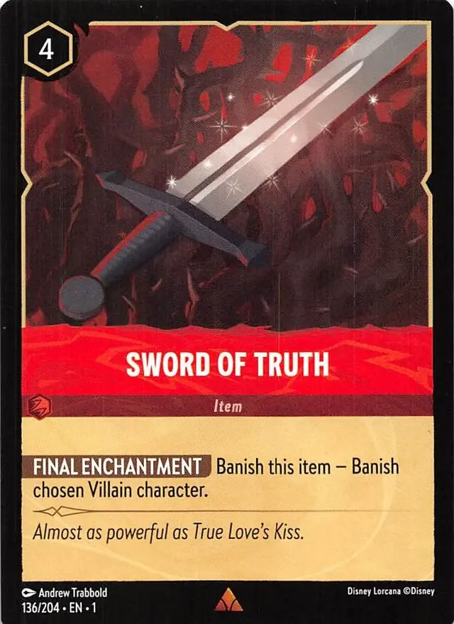 Disney Lorcana: The First Chapter RARE Sword Of Truth #136/204