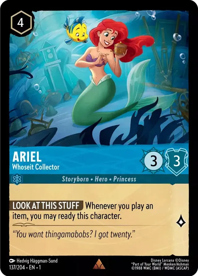 Disney Lorcana: The First Chapter RARE Ariel - Whoseit Collector #137/204