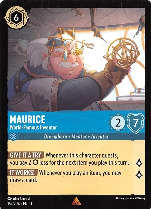 Disney Lorcana: The First Chapter RARE Maurice - World Famous Inventor #152/204