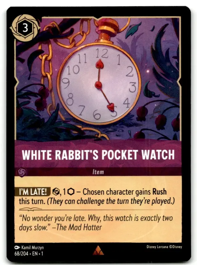 Disney Lorcana: The First Chapter RARE White Rabbit's Pocket Watch #68/204