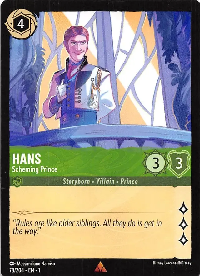 Disney Lorcana: The First Chapter RARE Hans - Scheming Prince #78/204