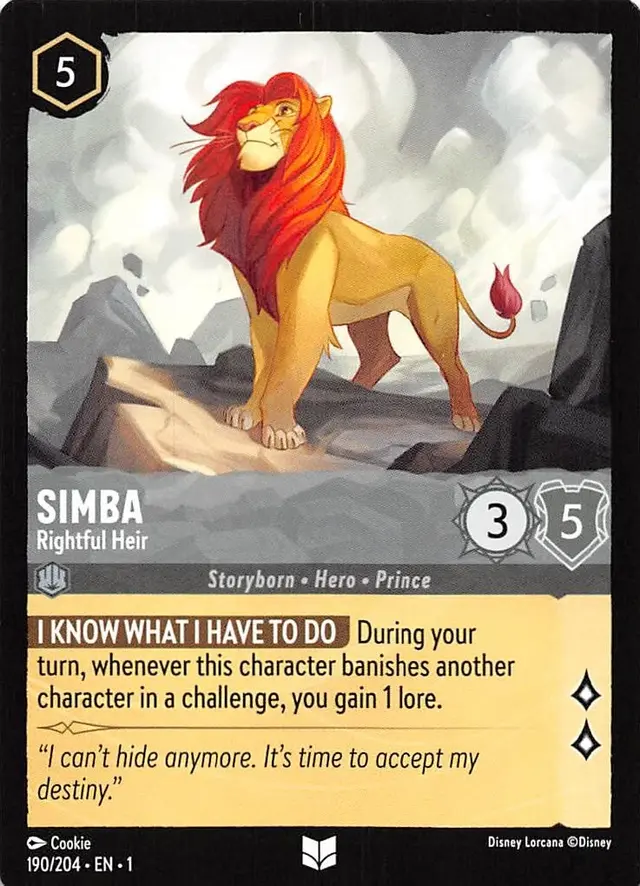 Disney Lorcana: The First Chapter UNCOMMON Simba - Rightful Heir #190/204