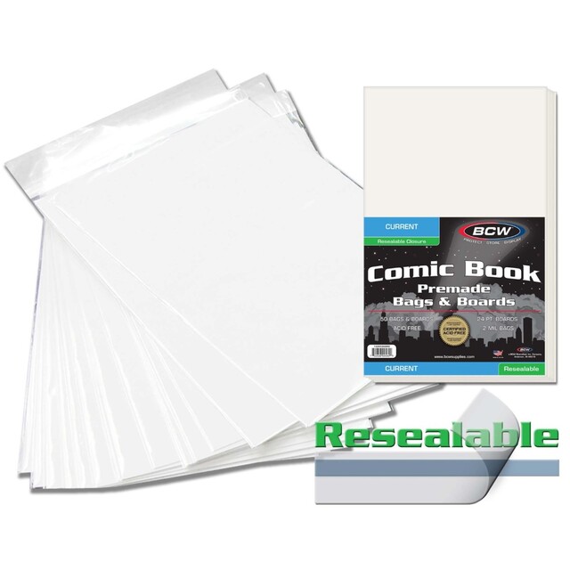 BCW Premade Resealable Current Comic Bag and Board