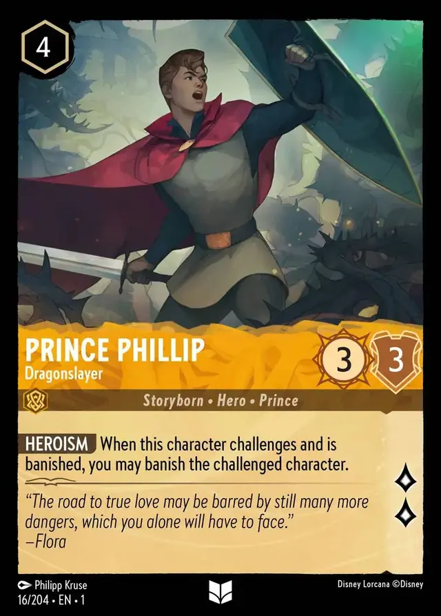 Disney Lorcana: The First Chapter UNCOMMON FOIL Prince Phillip - Dragonslayer #16/204