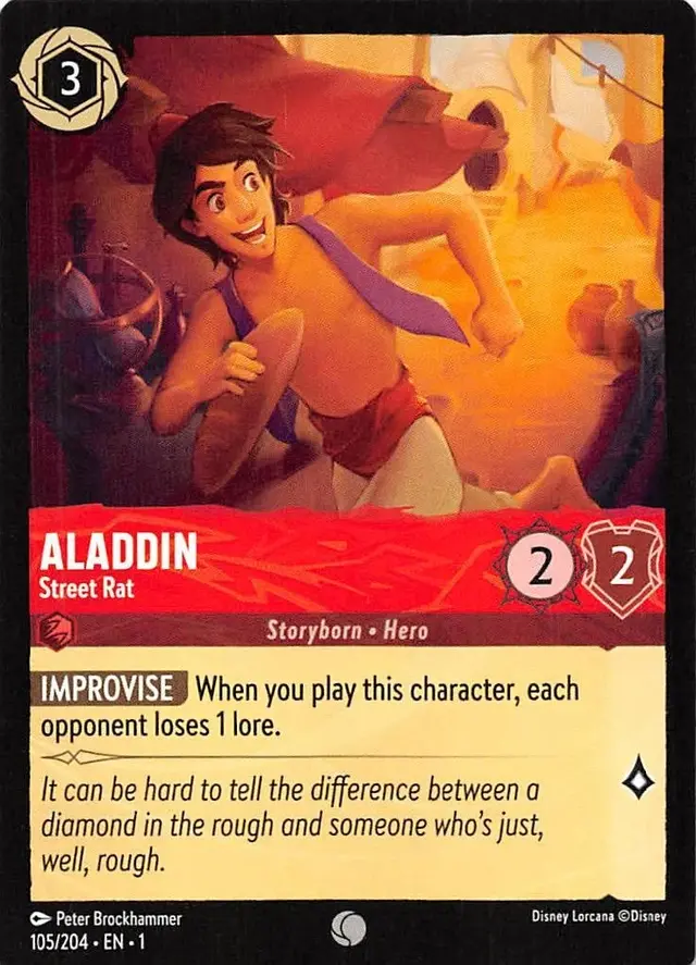 Disney Lorcana: The First Chapter COMMON Aladdin - Street Rat #105/204