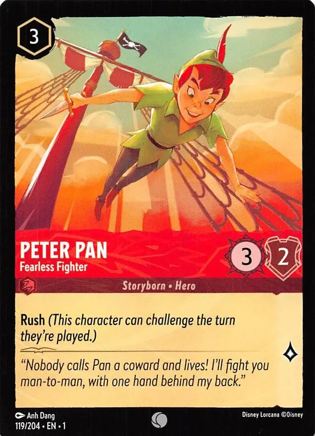 Disney Lorcana: The First Chapter COMMON Peter Pan - Fearless Fighter #119