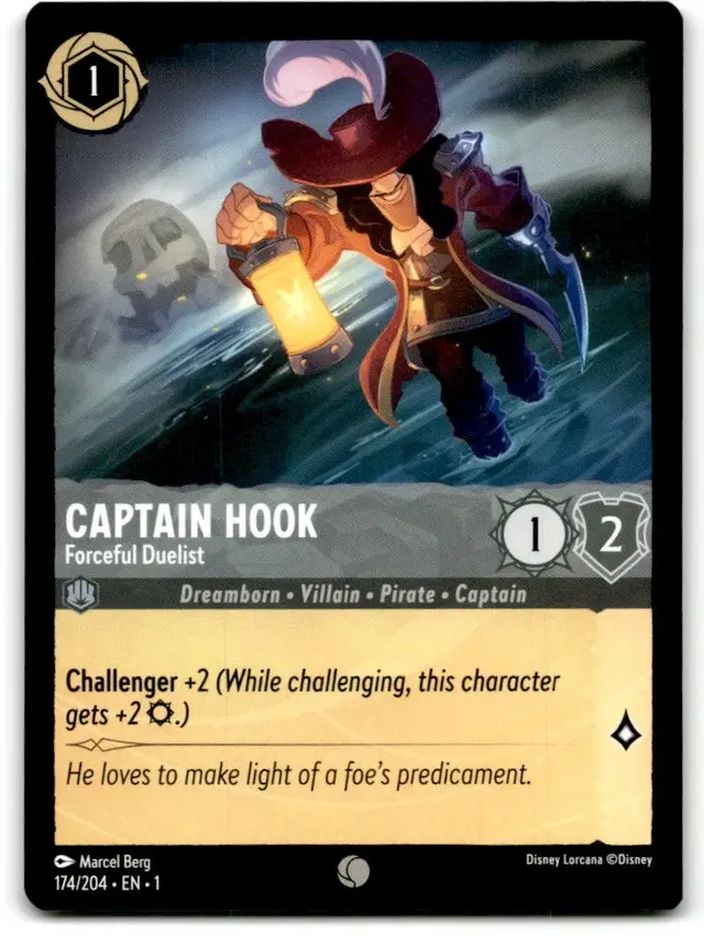 Disney Lorcana: The First Chapter COMMON Captain Hook - Forceful Duelist #174/204