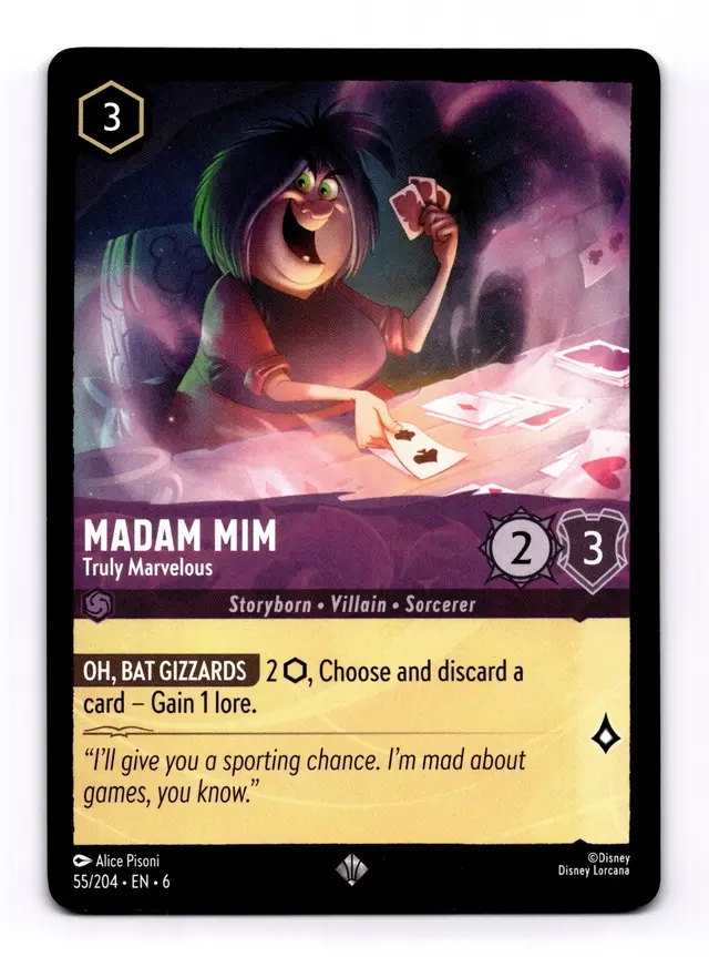 Disney Lorcana: Azurite Sea SUPER RARE Madam Mim - Truly Marvelous #55/204