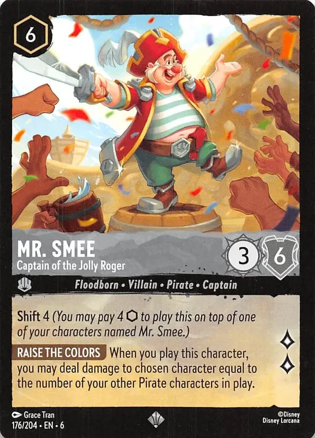 Disney Lorcana: Azurite Sea SUPER RARE Mr Smee - Captain Of The Jolly Roger #176/204