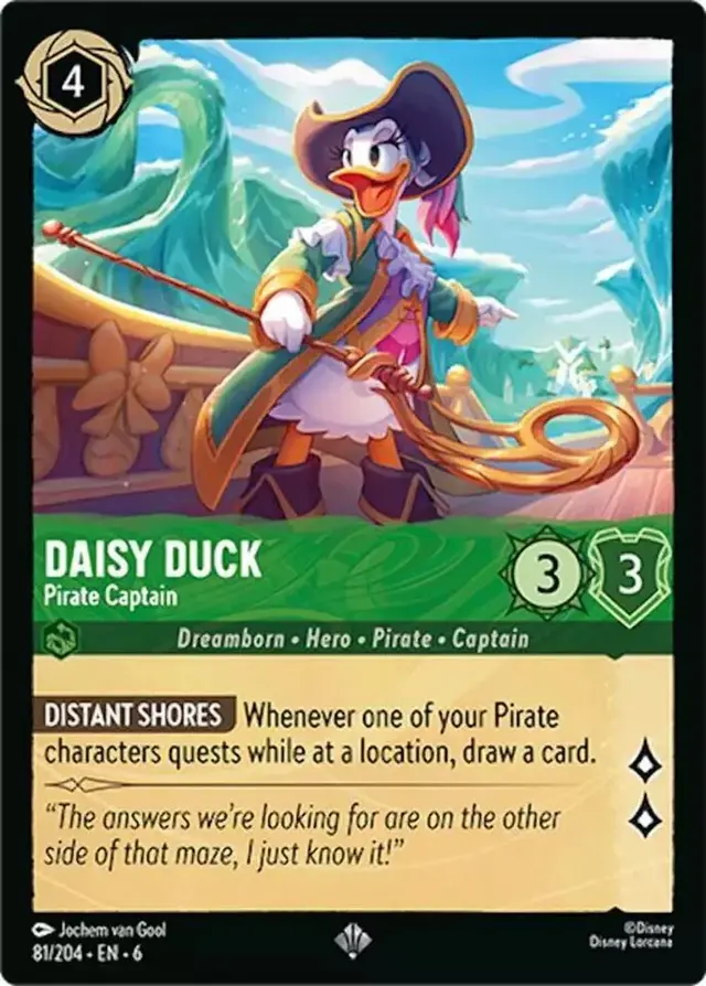 Disney Lorcana: Azurite Sea SUPER RARE Daisy Duck - Pirate Captain #81/204